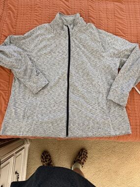 Tek Gear Heathered Light Gray Full-Zip Jacket